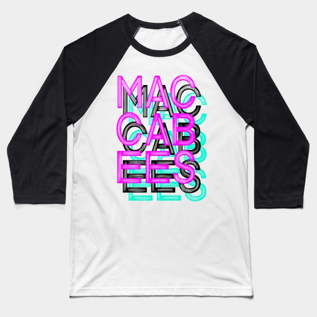 Glitchy Maccabees Logo Baseball T-Shirt by HAPHEART.COM